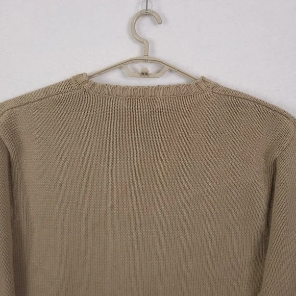 Vintage Eddie Bauer Sweater Men L Beige Crewneck Cotton Heavyweight Knit - Picture 9 of 12
